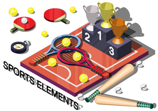 illustration of info graphic sports equipment concept in isometric graphic
