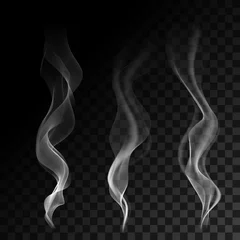 Zelfklevend Fotobehang Light cigarette smoke waves on transparent background vector © Ron Dale
