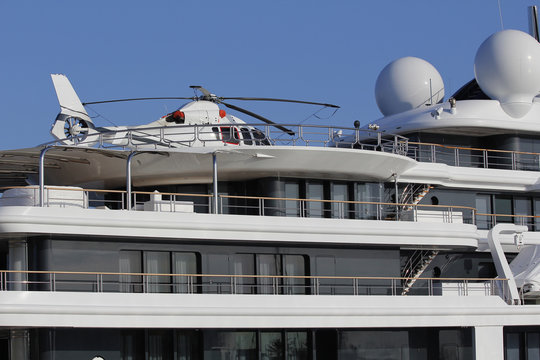 Helicopter in a luxury yacht