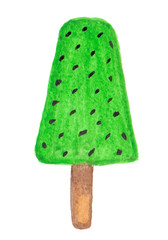 Hand painted real watercolor kiwi ice cream  - illustration. Per