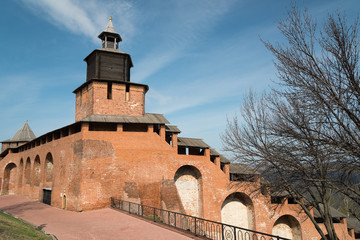 Fototapeta premium Wall and tower of Nizhny Novgorod Kremlin
