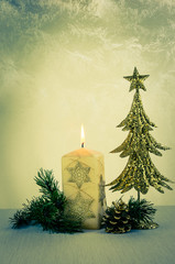 christmas tree and candle