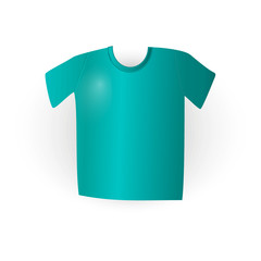 Blue t-shirt on white in vector, eps