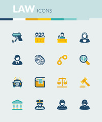 Law colorful flat icons
