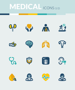 Medical specialties. Healthcare colorful flat icons