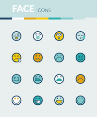 Face  colorful flat icons