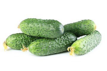 Fresh cucumbers isolated on white