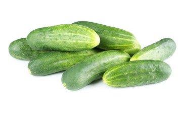 Fresh cucumbers isolated on white