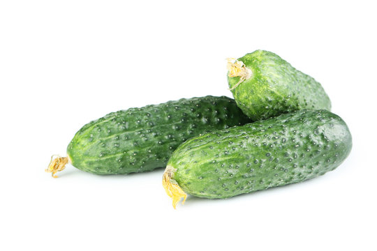 Fresh cucumbers isolated on white