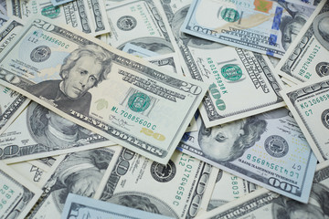 banknotes to twenty and one hundred USD