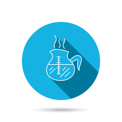 Coffee kettle icon. Hot drink pot sign.