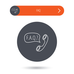 FAQ service icon. Support speech bubble sign.