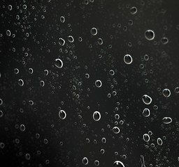 Water drops on black glass