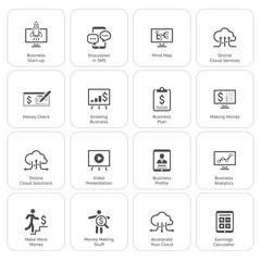 Business & Money Icons Set. Flat Design.
