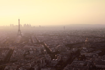 Evening view on Eiffel tower in Paris, France