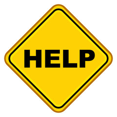 Señal amarilla plana texto HELP