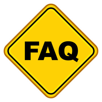 Señal amarilla plana texto FAQ