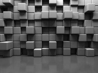 Abstract Gray Cube Blocks Wall Background