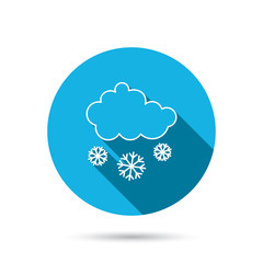 Snow icon. Snowflakes with cloud sign.