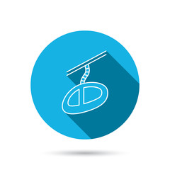 Teleferic icon. Telpher cable-railway sign.