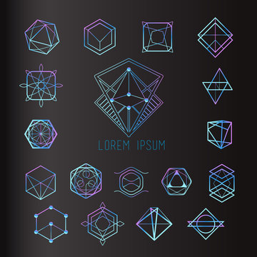 Sacred geometry forms, shapes of lines, logo, sign, symbol