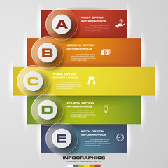 Vector paper progress steps for tutorial. 5 options infographic banner.