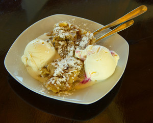 Apfelstrudel (apple pie) with ice cream