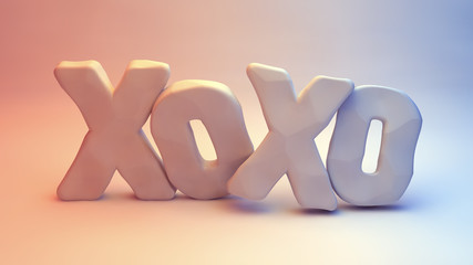3 D render of texting slang - XOXO (Hugs and kisses).