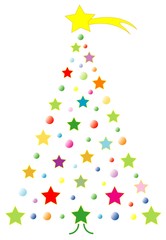 Childrens vector absract christmas tree with yellow comet