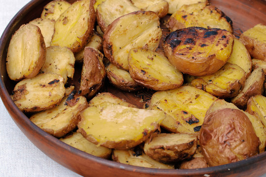 Baked potatoes background
