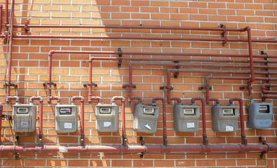 Row of Electric meter on the wall