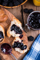 continental breakfast with blackberry jam