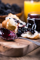 continental breakfast with blackberry jam