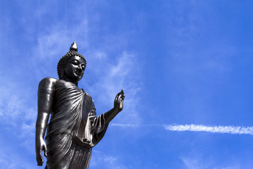 Fototapeta na wymiar Black sculpture buddha