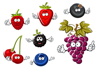 Assorted isolated fresh cartoon berries