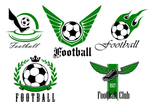 Football game icons or emblems set