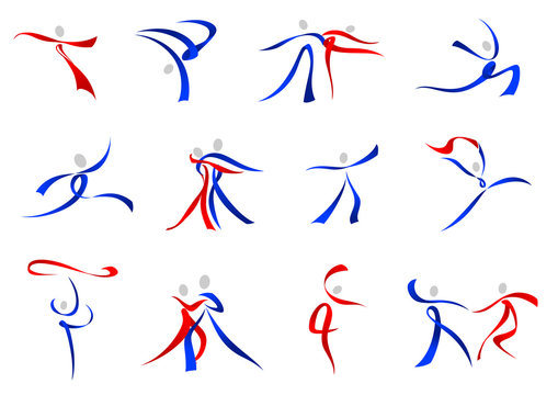 Modern dancers icons and symbols