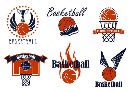 Basketball game sport icons and symbols