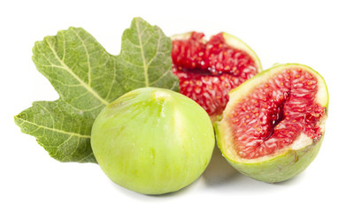 Fresh figs on white background