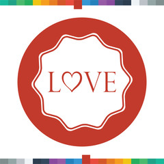 Flat love badge icon.