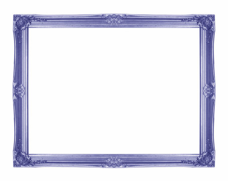 Blue picture frame on white background.