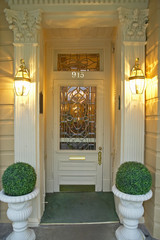 Old freshly painted doors in French Quarter near Bourbon Street in New Orleans, Louisiana
