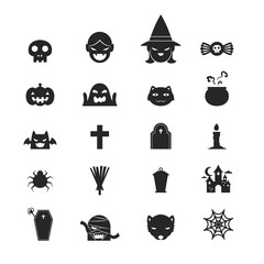 Halloween icons set black and white color design on white background