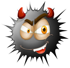 Devil face on black splash