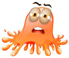 Sleepy face on orange ink