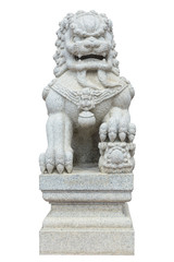 Chinese Imperial Lion, Guardian Lion stone, Chinese style on whi