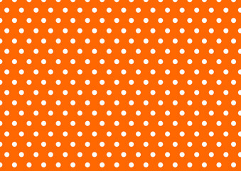 white polka dot on orange background - obrazy, fototapety, plakaty
