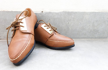 Pair of brown leather shoes