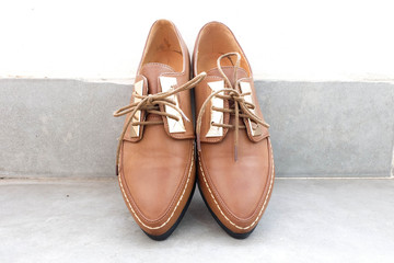 Pair of brown leather shoes