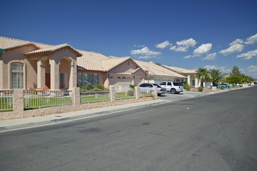 Fototapeta na wymiar Desert construction of new homes in Clark County, Las Vegas, NV